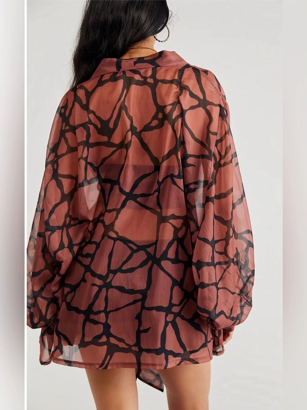 Free People Safari Print Tie Front Kimono